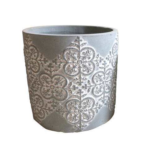 Pot en ciment avec motifs