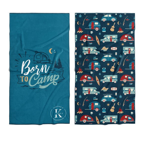 Serviette en microfibre "Né pour le camping" K5 Clothing