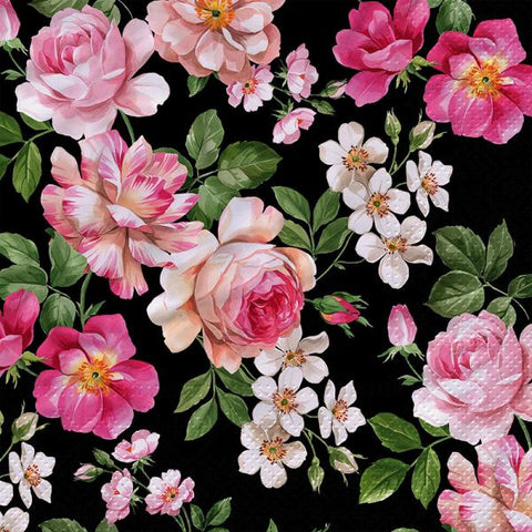 Serviette de table "Fleurs roses"