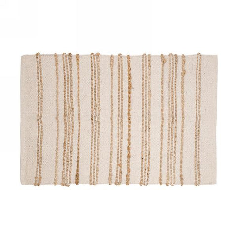 Tapis rayé naturel et jute