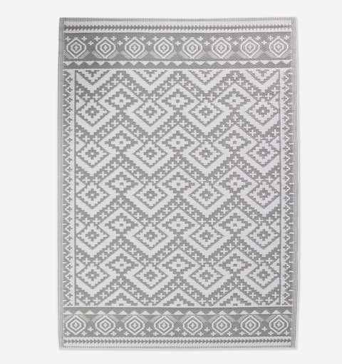 Tapis d'extérieur gris et blanc