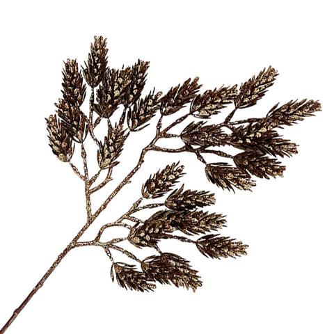Pomme de pin sur tige de paillettes cuivrées