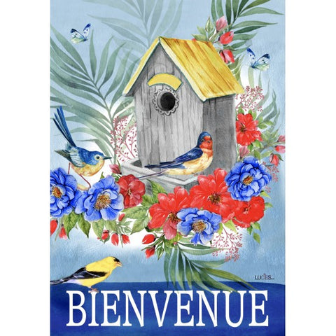 Drapeau décoratif "Bienvenue les oiseaux"