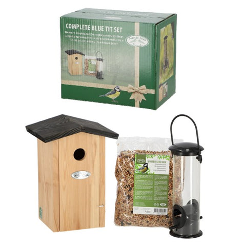 Ensemble cabane et nourriture à oiseaux