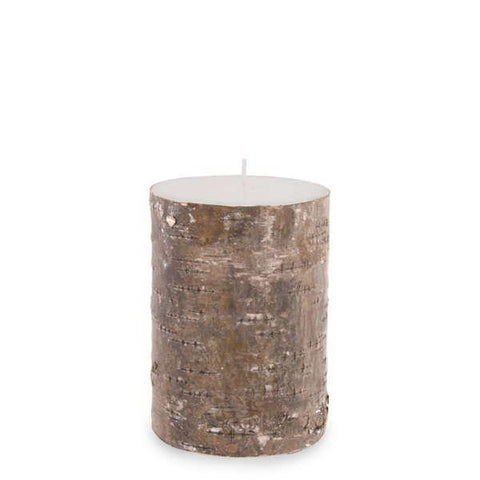 Chandelle pilier blanc, motif bûche