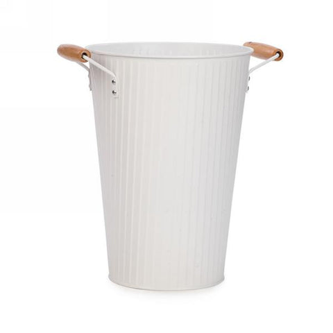 Seau en métal blanc
