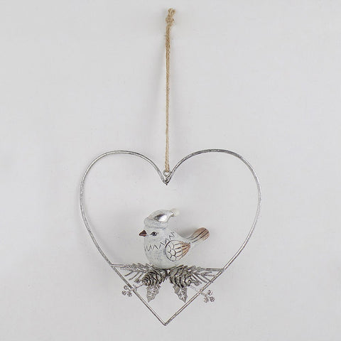 Ornement de coeur avec oiseau