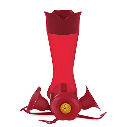 Mangeoire d'oiseaux en plastique rouge