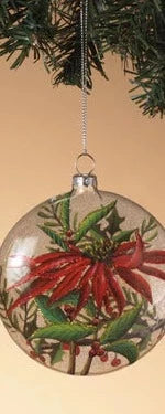 Boule de Noël à motif de fleur et feuillage