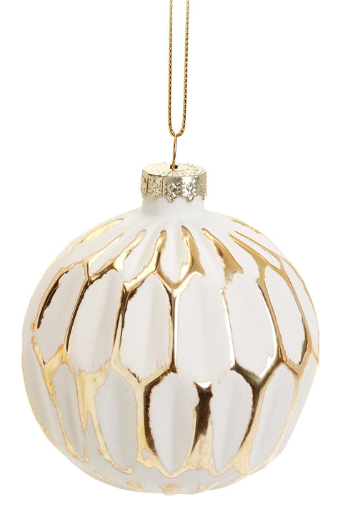 Boule de Noël blanche et or