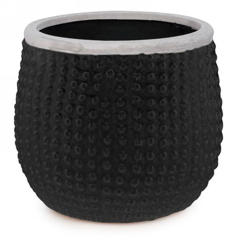 Cache-pot en céramique noir à pois