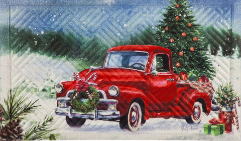 Tapis décoratif avec camion rouge