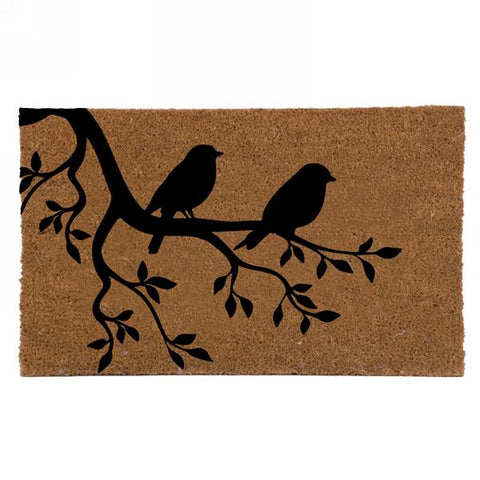 Tapis en fibre de coco "Oiseaux noirs"