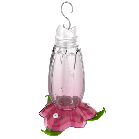 Mangeoire à colibris en verre floral rose