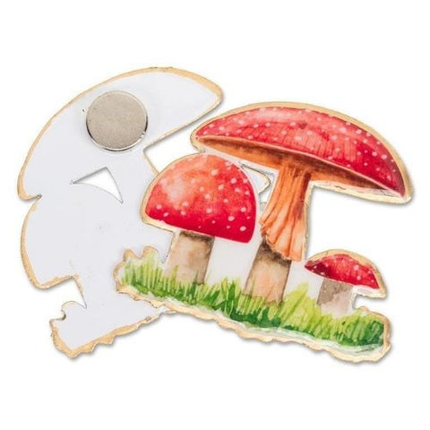 Aimant décoratif réversible avec motifs de champignons