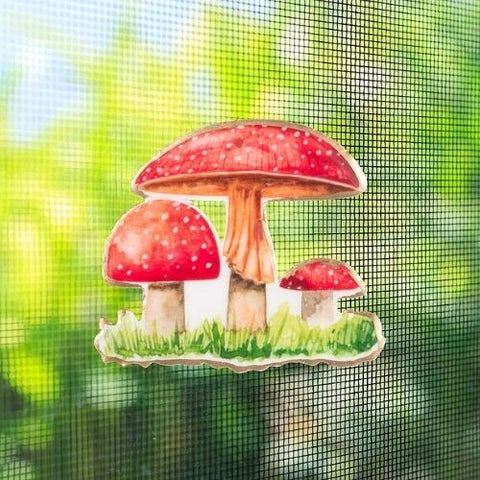 Aimant décoratif réversible avec motifs de champignons