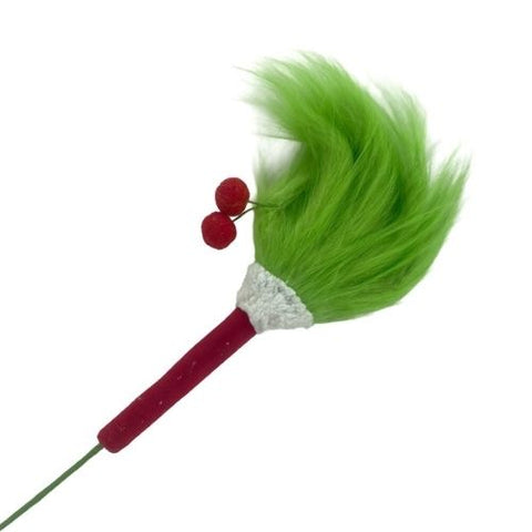 Tige décorative main de lutin vert citron avec baies rouges