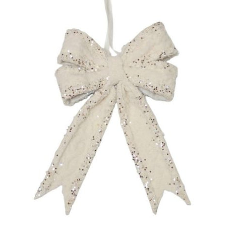 Boucle décorative ivoire en tissu doux avec bordure scintillante