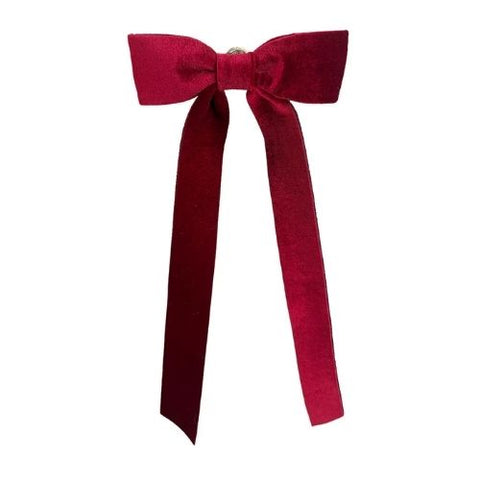 Boucle classique en velours bordeaux avec clip