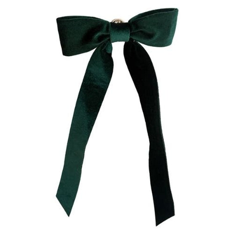Boucle décorative classique en velours vert foncé avec pince