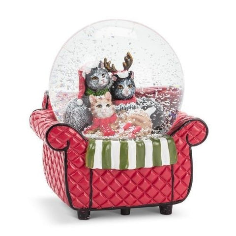 Boule à neige chats dans un fauteuil