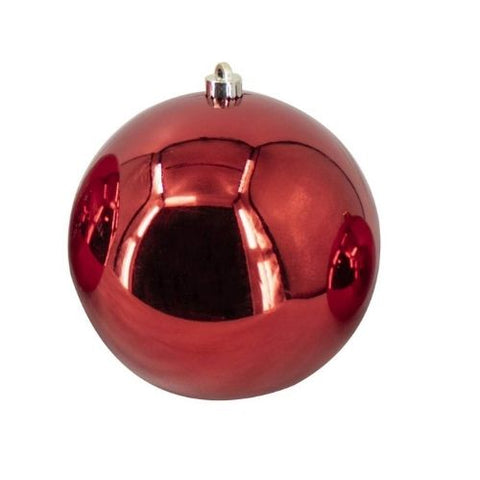 Boule de Noël rouge lustrée en plastique