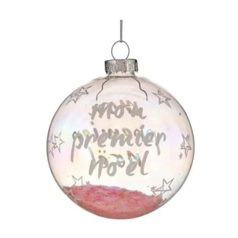 Boule de Noël "Mon premier Noël" rose