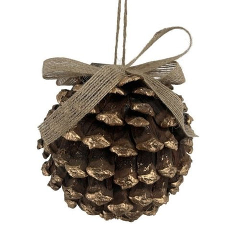 Boule en pomme de pin naturelle avec pointes dorées