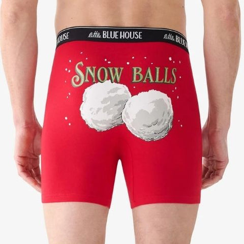 Caleçon boxeur ajusté pour homme "Balles de neige Snow Balls" - Hatley Little Blue House