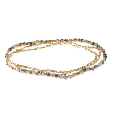 Bracelet ou collier en jaspe dalmatien – Pierre de la joie
