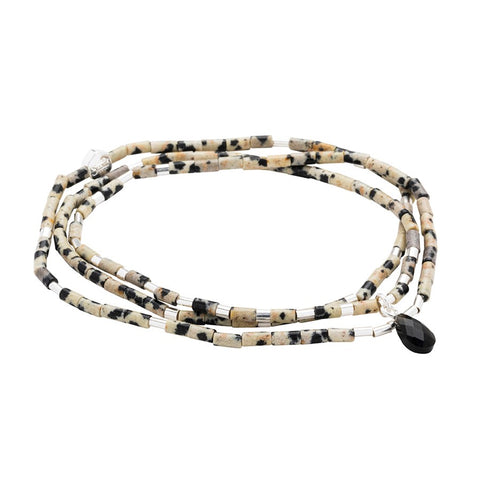 Bracelet ou collier en jaspe dalmatien – Pierre de la joie