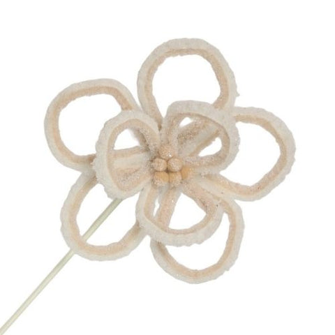 Branche décorative de fleur bouclée ivoire et champagne