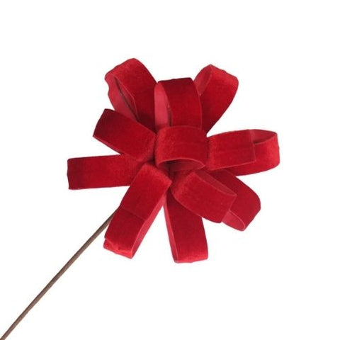Tige décorative fleur en velours rouge