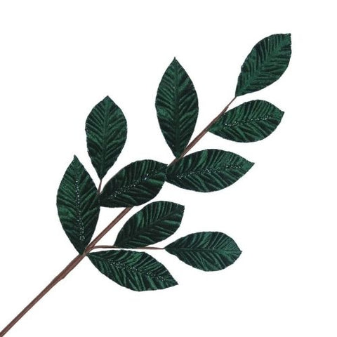 Tige de feuilles en velours émeraude
