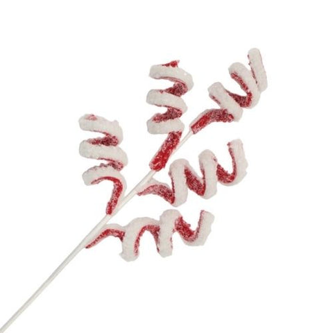 Tige décorative en laine bouclée rouge et blanc