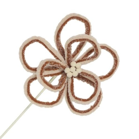 Branche décorative de fleur bouclée champagne et marron