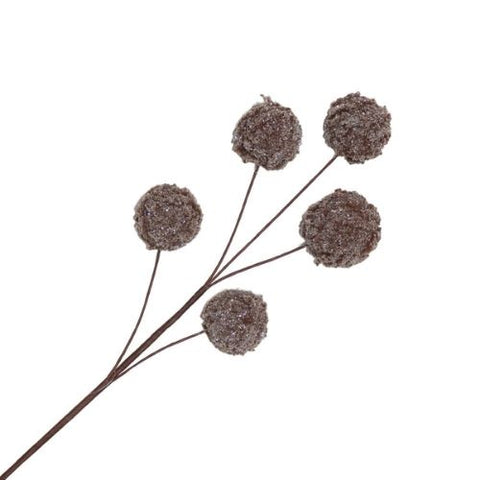 Branche décorative de baies marron effet laine