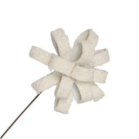 Tige décorative fleur en laine ivoire