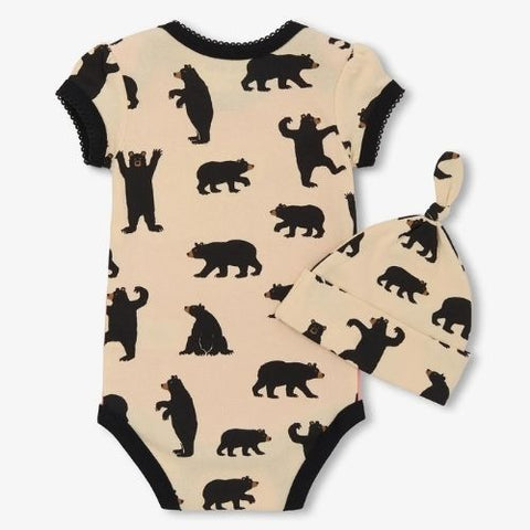 Ensemble cache-couche et bonnet pour bébé "Ours sur fond rose" - Hatley Little Blue House