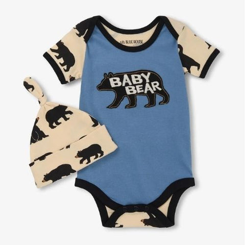 Ensemble cache-couche et bonnet pour bébé "Ours sur fond bleu" - Hatley Little Blue House