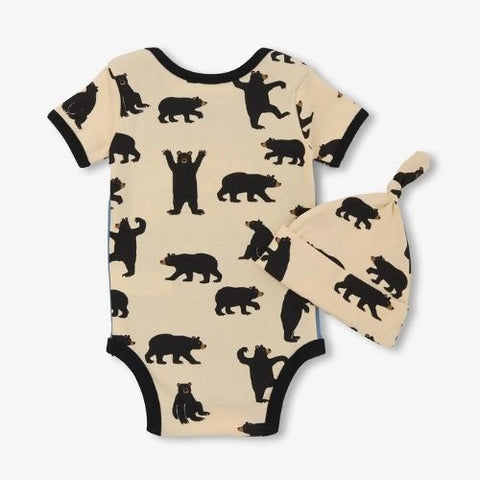 Ensemble cache-couche et bonnet pour bébé "Ours sur fond bleu" - Hatley Little Blue House