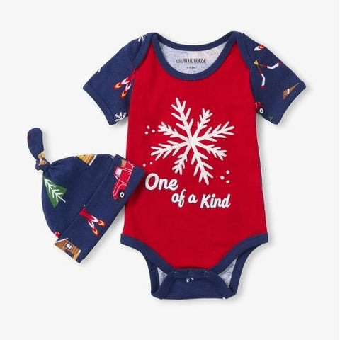 Ensemble cache-couche et bonnet pour bébé "Chalet d'hiver" - Hatley Little Blue House