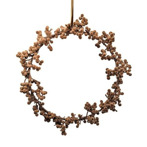 Couronne décorative de baies marron caramel