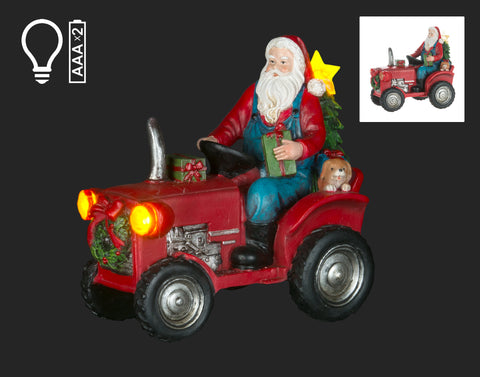 Décoration lumineuse Père Noël sur tracteur