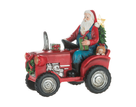 Décoration lumineuse Père Noël sur tracteur