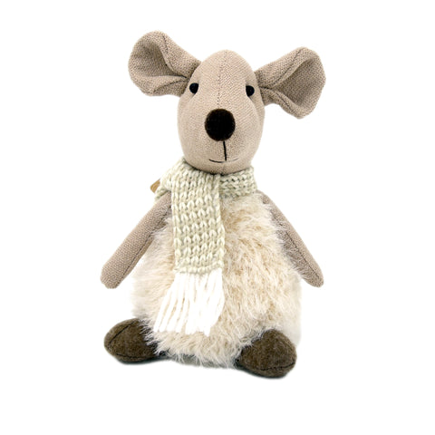 Souris décorative beige assise