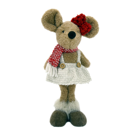 Souris décorative debout avec robe blanche