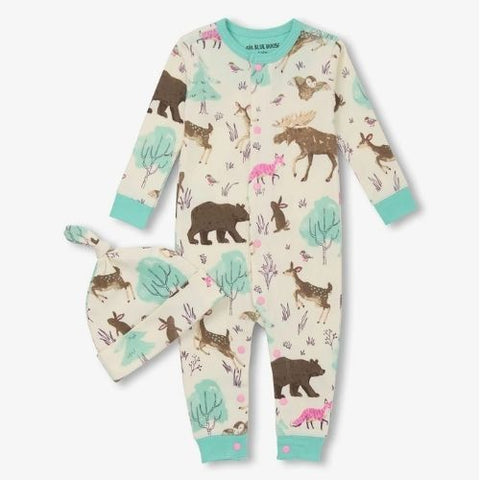 Ensemble dormeuse et bonnet pour bébé "Créatures des bois" - Hatley Little Blue House