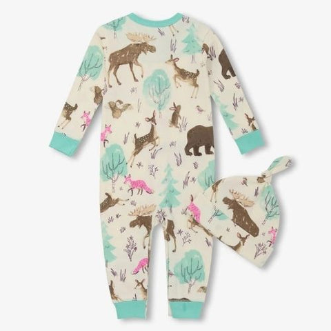 Ensemble dormeuse et bonnet pour bébé "Créatures des bois" - Hatley Little Blue House