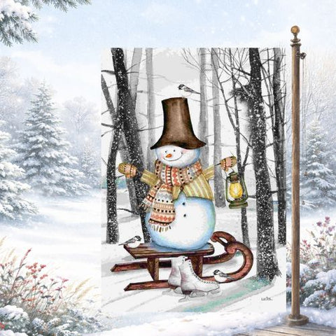 Drapeau décoratif "Bonhomme sur la luge"